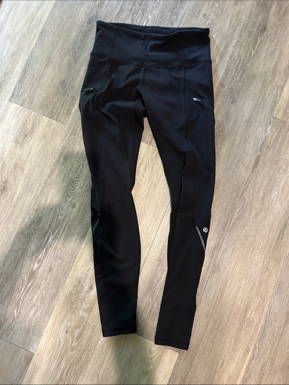 lululemon athletica Black Leggings with Reflective Logo